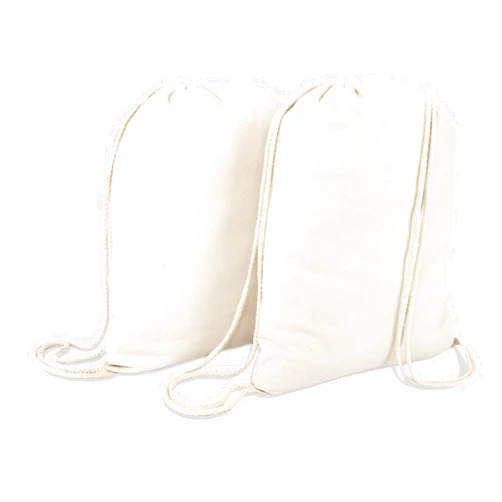 DALIX Canvas Drawstring Bag String Backpack Gym Mens Womens Natural Beige 2 Pack