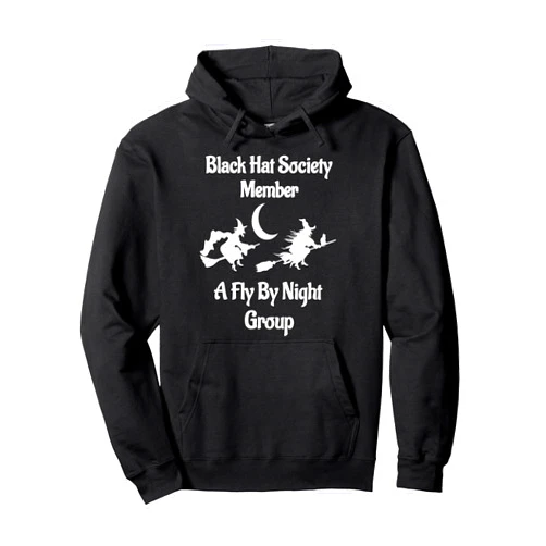 Celebration Holiday Halloween Witch Designs Black Hat Society Member Fly By Night Group Witches Moon Tee Pullover Hoodie