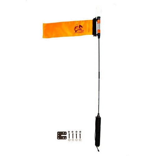 YakAttack VISICarbon Pro 360 Degree LED MightyMount and Hardware Kayak Fishing Visibility Flag, Orange (CPM+MMH)