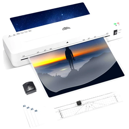Rekye Laminator Machine, A3 Laminating Machine with 15 Laminating Sheets, 13-inch Cold and Thermal Laminator with Paper Cutter and Corner Rounder, 5-in-1 Lamination Machine for Home Office School
