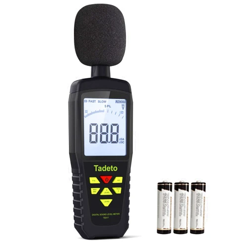 Tadeto Decibel Meter, Tadeto Digital Sound Level Meter Portable SPL Meter 30dB to 130dB(5 Measurement Range) Backlight LCD Display, MAX/MIN Noise Measurement, Audible and Visual Alarms,Data Hold, A/C Mode