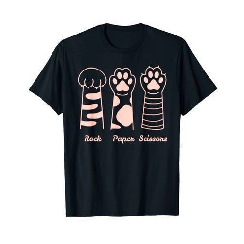 Cool Cat Lover Funny Tees Funny Cat Paw Rock Paper Scissors T-Shirt
