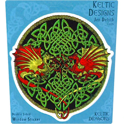 Peacemonger Keltic Designs Jen Delyth Celtic Dragons Art Decal Window Sticker