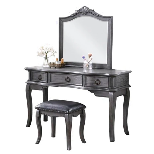 Bobkona Retro Vanity with Stool, Grey