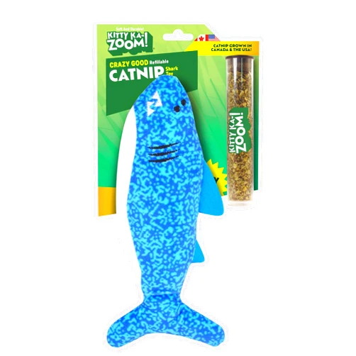 KITTY KA-ZOOM ZOOMIE Shark - Refillable Catnip Toy + Catnip