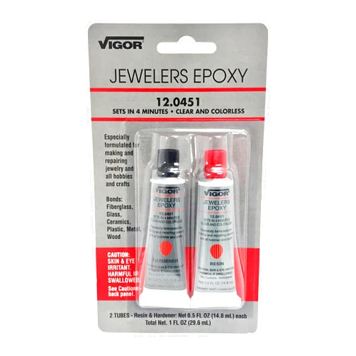 Jewelers Epoxy Vigor Jeweler's Epoxy 2 Step 12.0451 - Fast Setup Clear and Colorless - Resin and Hardener