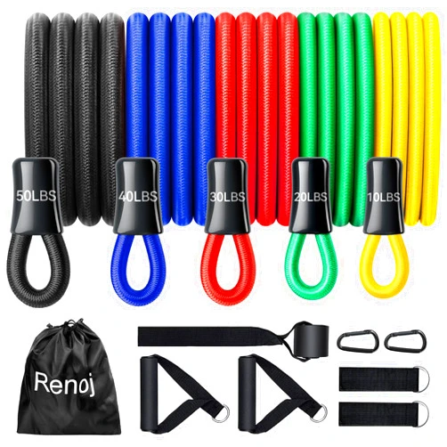 Renoj Resistance Bands with Handles, Exercise Bands Resistance Bands Set for Men and Women; Upgrade Pilates Flexbands Stretch Workout Bands with Door Anchor