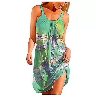 Gerichy Summer Dresses for Women Casual Beach Sundress Sleeveless Bohemian Dress Loose Tank Dress Short Mini Dress