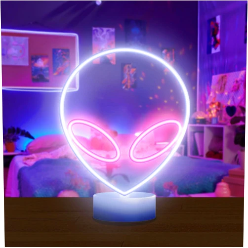 InnoVibe Alien LED Lamp, Versatile Power Options, Festive Design, Colorful Desktop Lighting, Vibrant Alien Lamp, Kids Room Decor, Fun LED Lamp for Bedroom Dorm Gameroom Themed Rooms