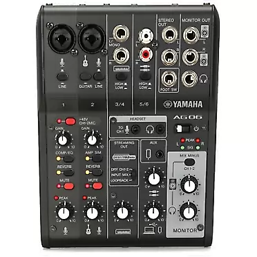 Yamaha AG06MK2 Black 6-Channel Live Streaming Loopback Mixer/USB Interface with Steinberg Software Suite AG06 MK2 Black