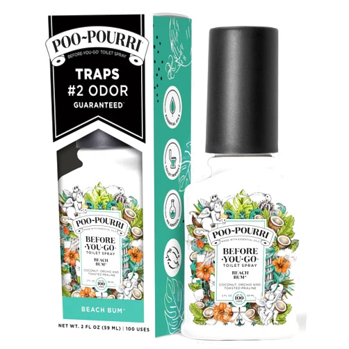 Poo-Pourri Before-You-Go Toilet Spray, Beach Bum, 2 Fl Oz - Coconut, Orchid and Toasted Praline (Packaging May Vary)