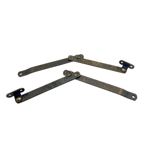 SupplyInfinite Premium Antique Brass Lid Stay Hinges - Pack of 2 - Durable Lid Support for Desks, Trunks, Chests | M-108AB