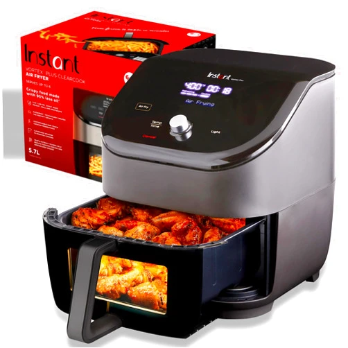 Instant Vortex Plus 6QT ClearCook Air Fryer, Clear Windows, Custom Program Options, 6-in-1 Functions, Crisps, Broils, Roasts, Dehydrates, Bakes, Reheats, from the Makers of Instant Pot, Black