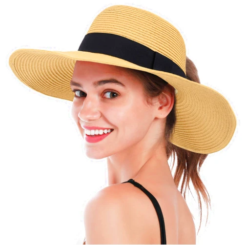 LULLABY KIDS Sun Hats for Women Uv Protection Wide Brim Straw Hat Women Beach Hats Summer Foldable Floppy Travel Beach Hats for Women