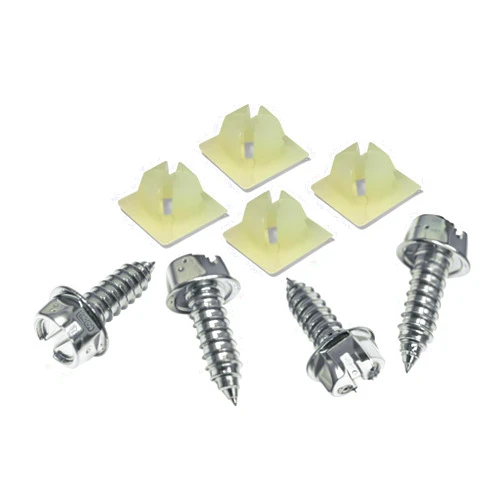OttoSpeed License Plate Screws Insert Kit - Set of 4 Chrome Screws with Set of 4 Nylon Retaining Nuts