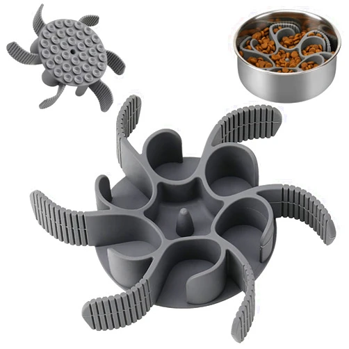 Anipaw Dog Slow Feeder Dog Bowls Silicone Spiral Dog Food Bowls Feeder Insert to Slow Down Eating for Large Medium Small Breed Dogs Perfect with Stainless Steel Glass Ceramic Dog Bowls (Grey)