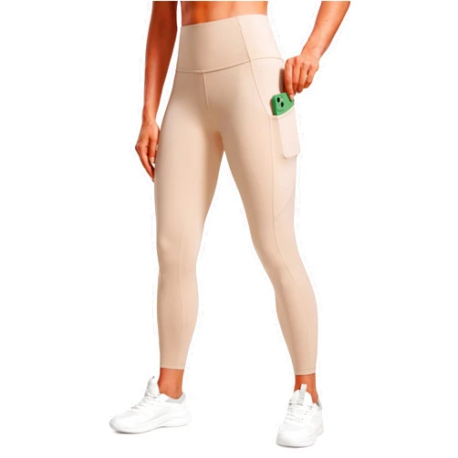 CRZ YOGA Women's Naked Feeling Workout Leggings 25 Inches - High Waisted Yoga Pants with Side Pockets Athletic Running Tights