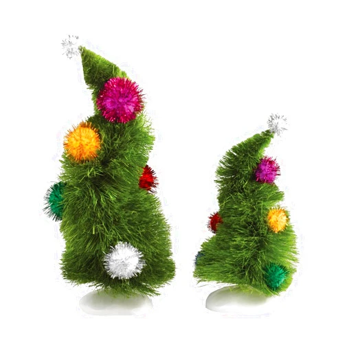 Department 56 Dr. Seuss Grinch Village Accessories Wonky Christmas Trees Figurine Set of 6, Whimsical Hand Crafted Christmas Home Decor Shelf Statue Accessory, Sisal Plastic, 8.25 Inches, Multicolor