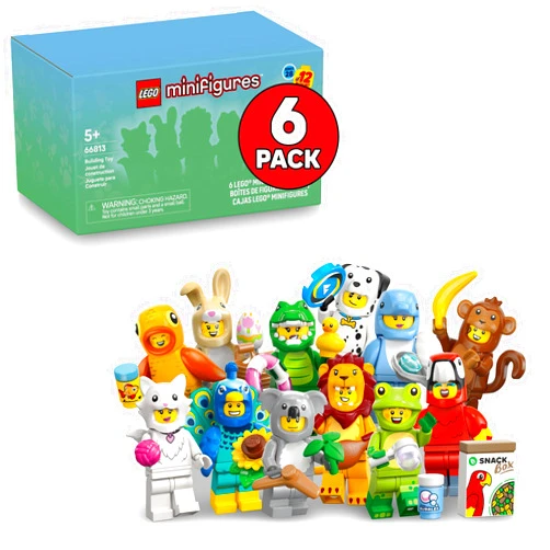 LEGO Minifigures Animal Series 28 6 Pack - Kids Toys in Sealed Mystery Boxes - Animal Themed Figures to Collect - Birthday Party Favors & Gift Idea for Boys & Girls, Ages 5+ - 66813