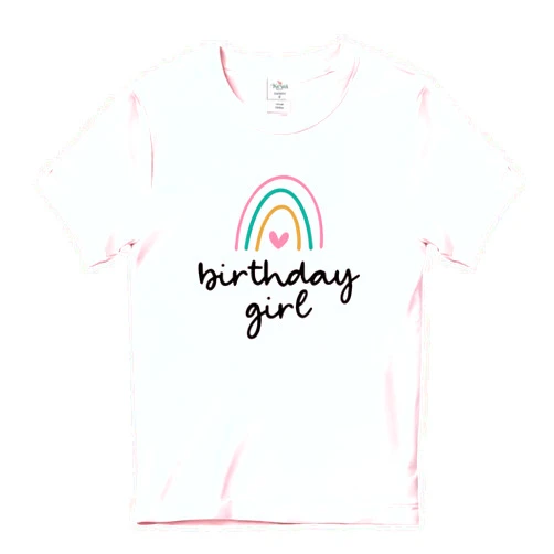 Fkatuzi Cute Rainbow Birthday Girl Shirt Kawaii Graphic Tees Cotton Short Sleeve T Shirt Pink Tops