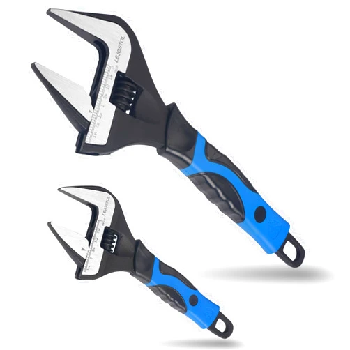 LEJOSTOL 2 PCS Wide Opening Adjustable Wrench Set, 6-Inch & 10-Inch Deep Jaw Wrenches with Kitbag, for Home, Garage, and Workshop DIY