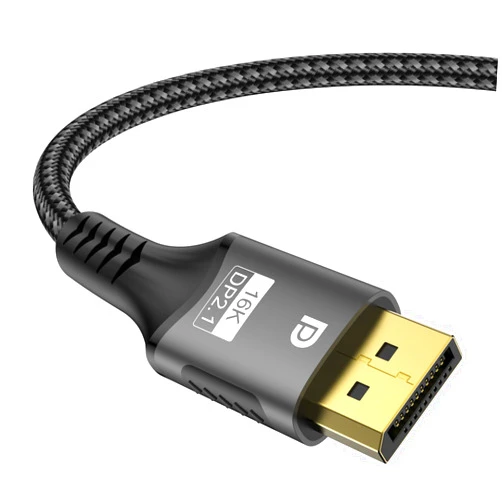 FDBRO 16K DisplayPort 2.1 Cable 16K@30Hz 8K@60Hz 4K@165Hz DP 2.1 Cord Male to Male Support HDR, 3D for PC, HDTV, Laptops, Gaming Monitor (Gray & Black, 6.6FT/2M)