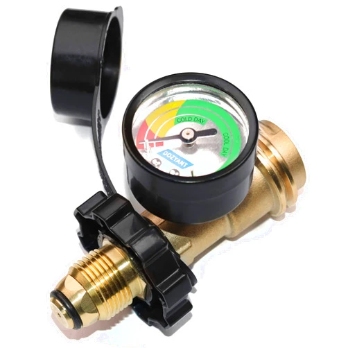 DOZYANT POL Propane Tank Adapter with Gauge Universal Fit Convert POL LP Tank Valve to QCC1 / Type1, Propane Tank Gauge Old to New Connection Adapter Type