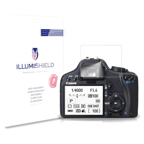 ILLUMISHIELD Screen Protector Compatible with Canon EOS Rebel XSI (3-Pack) Clear HD Shield Anti-Bubble and Anti-Fingerprint PET Film