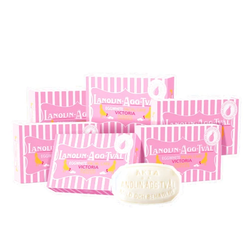 VICTORIA Swedish Egg White Facial Soap, 3-in-1 Gentle Daily Cleanser, Enriched with Rosehip & Rose Water, for Dry & Sensitive Skin, 50g x 6 (6-pack-set)