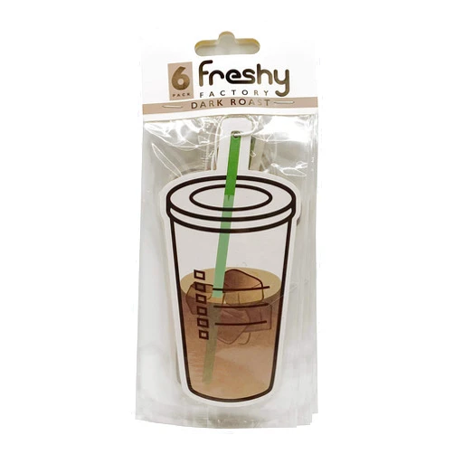 Freshy Factory Iced Coffee Car Air Freshener by Freshy Factory - Dark Roast Scent (6 Pack)