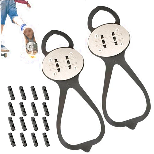 ROFALI Sparking Flint Pad Shoe Cover, Bicycle Friction Spark Tool, Skateboard Flint Set,Skateboard Accessories, Sparkling Flint Pad, Foot Brake Sparks for Motorcycles Skateboard Bicycle Bike(2PCS)