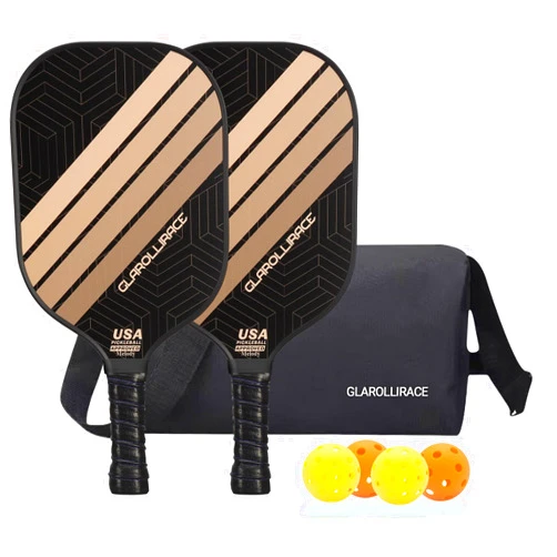Glarollirace Pickleball Paddles Set of 2 | 4 Pickleball Rackets,USAPA Approved Pickleball Set of 2 | 4 Pickle Ball Paddles,Fiberglass Surface & 13 mm PP Honeycomb Core,4 Indoor & Outdoor Balls,1 Bag