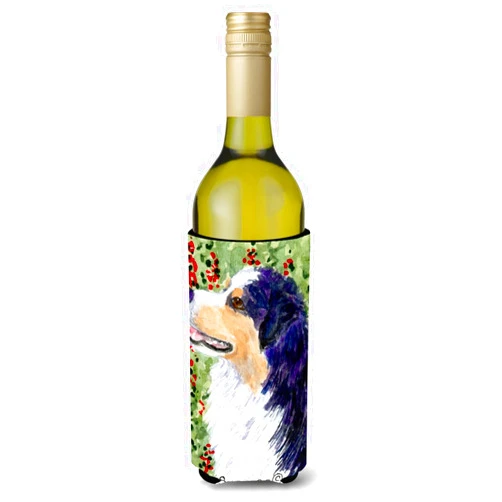 Caroline's Treasures SS8845LITERK Australian Shepherd Wine Bottle Hugger Bottle Cooler Sleeve Hugger Machine Washable Collapsible Insulator Beverage Insulated Holder