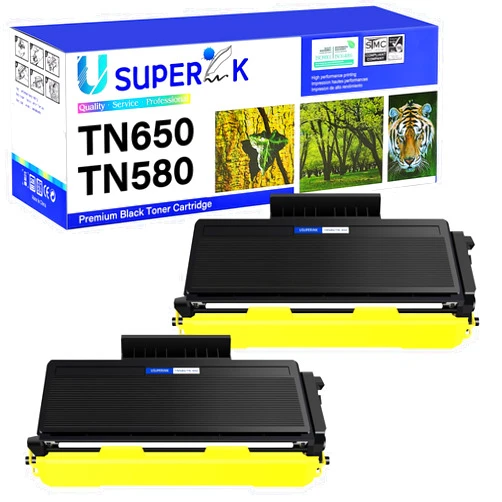 SuperInk 2 Pack Compatible Toner Cartridge Replacement for Brother TN580 TN650 TN-650 TN620 High Yield use with DCP-8050DN 8080DN 8085DN HL-5340D 5350DN MFC-8370 8480DN 8680DN 8690DW 8880DN 8890DW