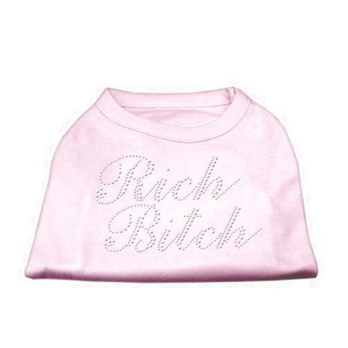KLS Pets-Pets Love Bling Too! RICH BITCH Cute Dog Apparel, Funny Animal Graphic T-shirt, Novelty dog shirt, Pet Fashion, Fancy dog for small, medium breeds. (Small Pink)