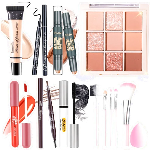 YBUETE Makeup Set Kit for Women Girls Teens, Makeup Present Set, Includes 9 Color Eyeshadow, Counter Stick, Foundation, Eyebrow Pencil, Eyeliner, Mascara, Lip Gloss, 5Pcs Brushes, Sponge