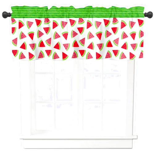 TTBDKKDM Cool and Refreshing Summer Window Valance for Living Room, Watermelon Windows Curtain for Bedroom Kitchen Bathroom, Summer Fruit Windows Valance Rod Pocket Window Treatment Curtain, 54