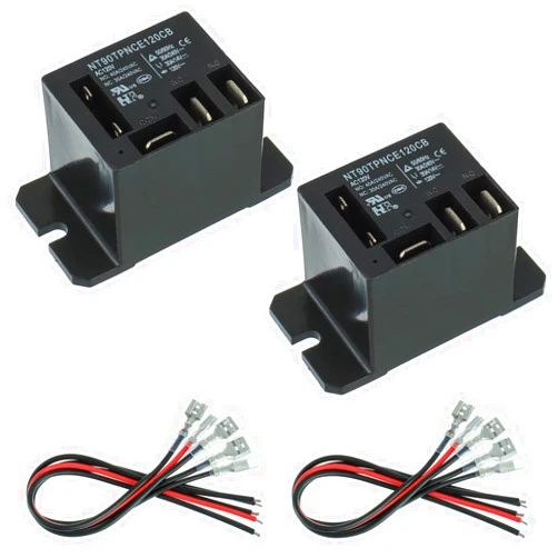 EPLZON NT90-AC120V-10X Power Relay AC 120V Coil 120 VAC 30A SPDT(1NO 1NC) with Flange Mounting and 10 Quick Connect Terminals Wires Mini Relay(Pack of 2pcs)