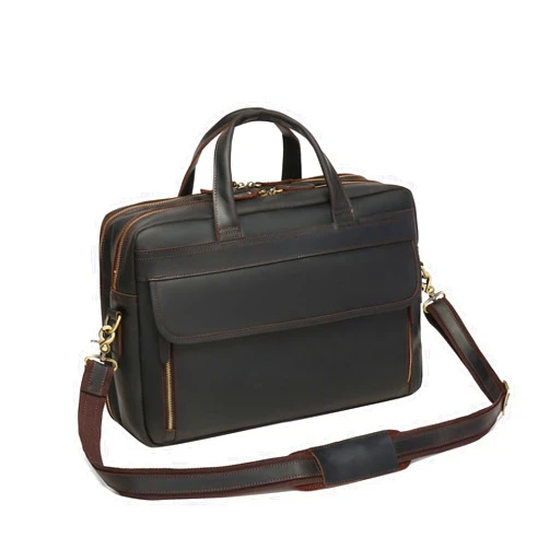 ZHYOL Leather Briefcase for Men 17.3 Inch Laptop Crossbody Messenger Shoulder Bag for Business Travel Work