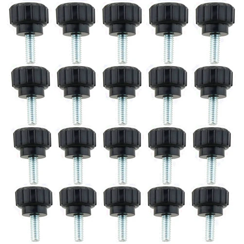 Heyous 20PCS M4 x 10mm Black Round Clamping Screw Carbon Steel Threaded Knurled Thumbscrew Screw on Knobs Grips