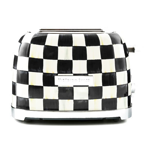 MACKENZIE-CHILDS 2-Slice Toaster, Decorative Toaster for Kitchen, Black-and-White Courtly Check