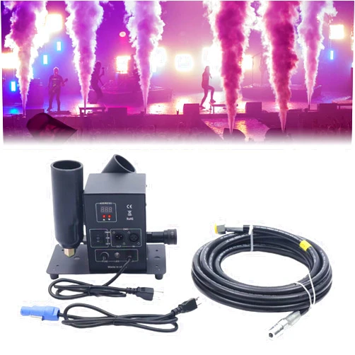 JAYEUW CO2 Fog Smoke Machine, Vertical Double-Pipe CO2 Smoker CO2 Jet Machine Air Column Machine Cannon Fogger Machine for Halloween Stage Show Fog Effects (Double Tube, Digital, DMX Function)