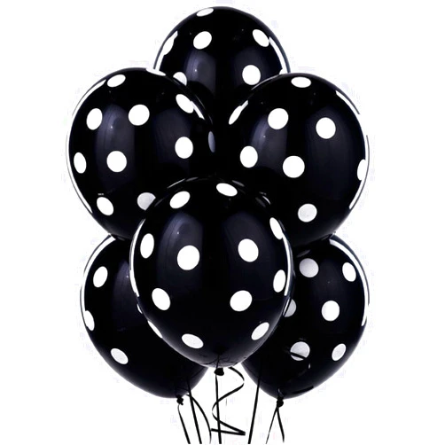 Qualatex Big Polka Dots Balloons - 11-Inch Black with White Dots
