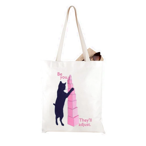 WCGXKO Montessori Pink Tower Be You They'll Adjust Tote Bag Gift for Montessori Teacher or Student