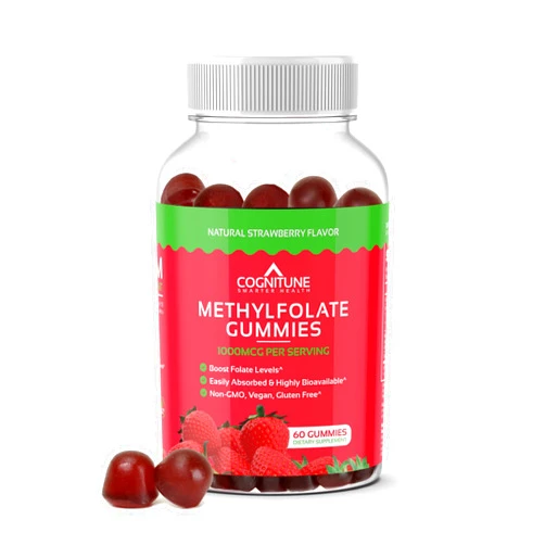 CogniTune Methylfolate Gummies - Easy to Take High Potency L-Methylfolate, Folate Supplement for Brain, Heart Health & Immunity, Delicious Strawberry Flavor, Non-GMO, Vegan, Gluten-Free