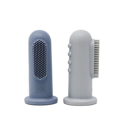 mushie Baby Finger Toothbrush (Tradewinds/Stone) 2-Pack