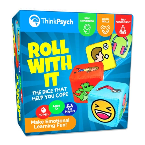 ThinkPsych Roll with It - Learn 24 Coping Skills - Anxiety Relief & Anger Management - Therapy Games & Play Therapy Toys for Counselors - Calming Corner Toys