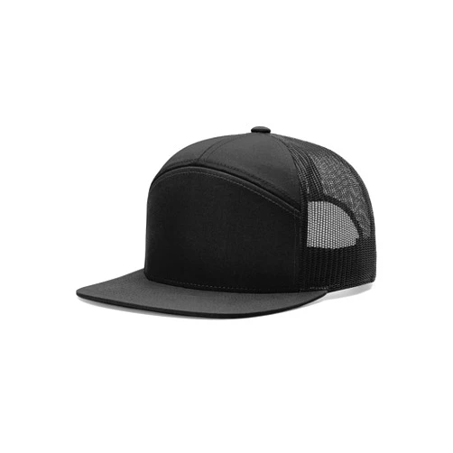 The Hat Pros Richardson 168 Hi-Pro 7 Panel Flat Bill Adjustable Snapback Trucker Mesh Back Cap | OSFM | Bulk Pack Available