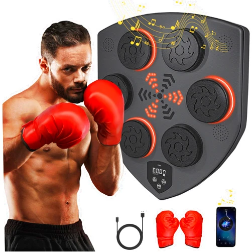 Risop Music Boxing Machine for Adults, Upgraded 2.0 Smart Bluetooth Music Boxing Machine Wall Mounted, Electronic Punching Training Target Workout Boxing Equipment with Gloves for Home, Indoor and Gym