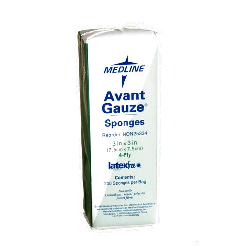 Medline Avant Gauze Sponges: Non-Woven, Non-Sterile, Safe for Latex Sensitivity, 3x3 Inches, 4-Ply, 200 Count